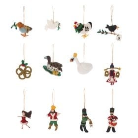 BAUBLE DECORATION - FELT - SET OF 12 - 12 DAYS OF CHRISTMAS