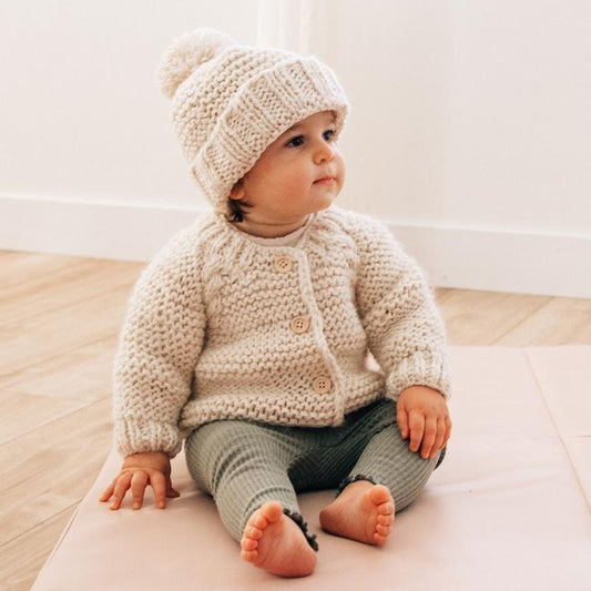 Natural Garter Stitch Cardigan