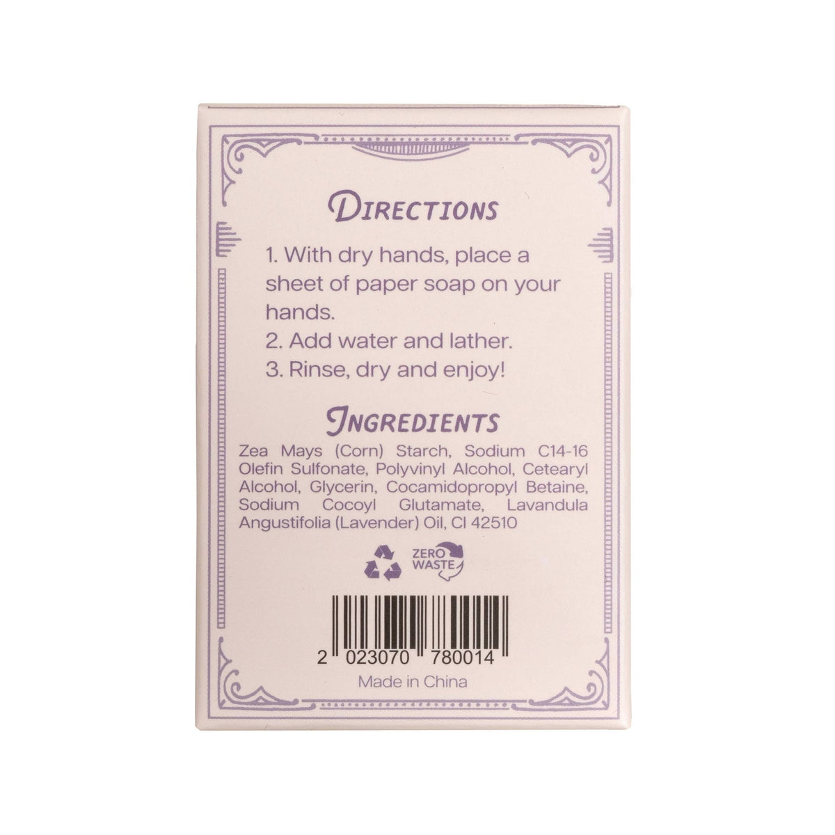 Paper Soap – Lavender + Fir Paper Soap, 50 sheets