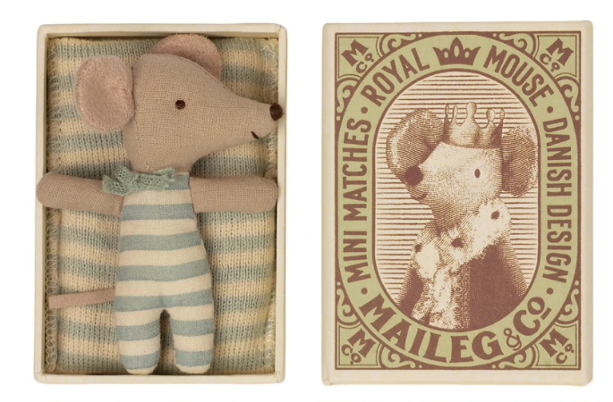 Baby Boy Mouse Sleepy/Wakey in Matchbox
