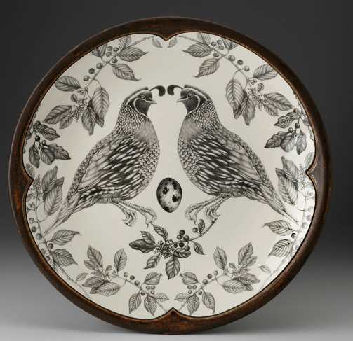 Large Round Platter Quail