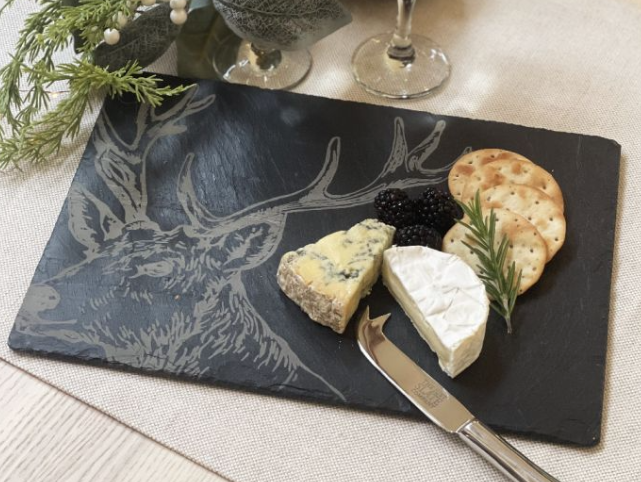 Stag Slate Cheese Board and Knife Set