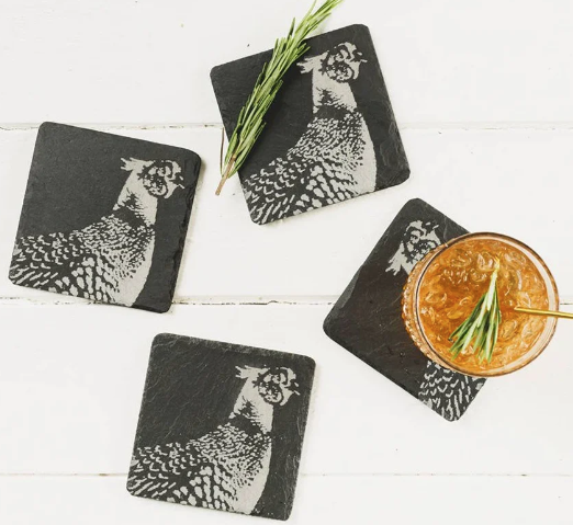 Pheasant Slate Coaster Set 4