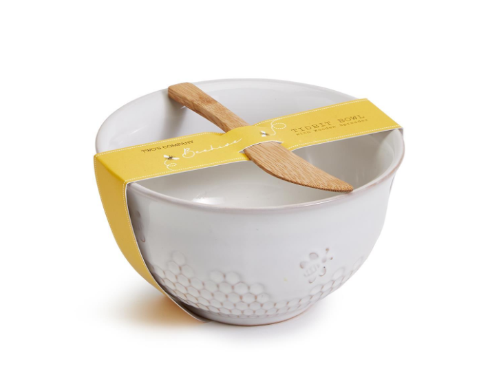 Bee Honeycomb Tidbit Bowl with Spreader