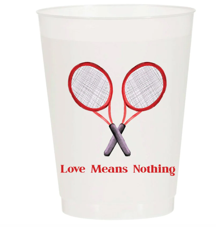 Love Means Nothing Tennis Frosted Cups S/6