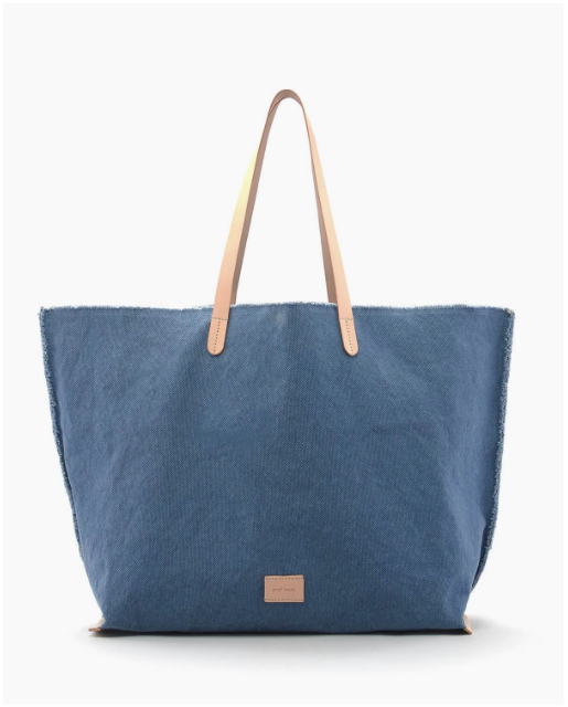 Hana Boat Bag- Horizon Canvas, Natural Leather