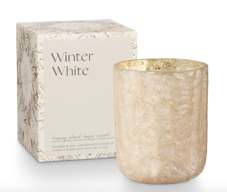 Crackle Glass Candle Boxed