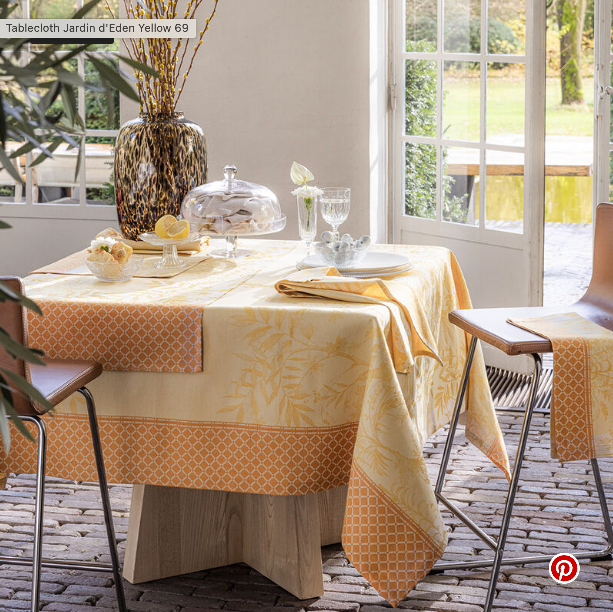 Tablecloth Jardin D'Eden - Yellow - 69 x 126