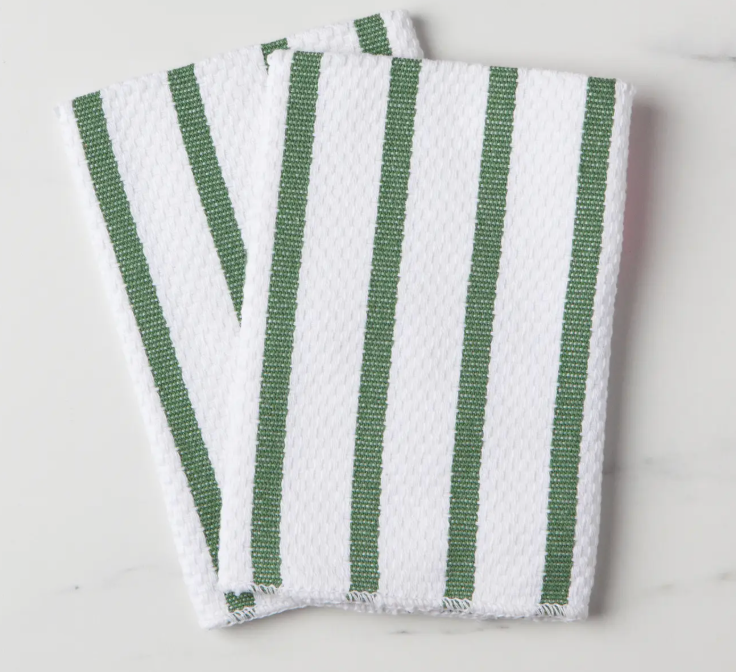 Basketweave Elm Green Dishcloths Set of 2