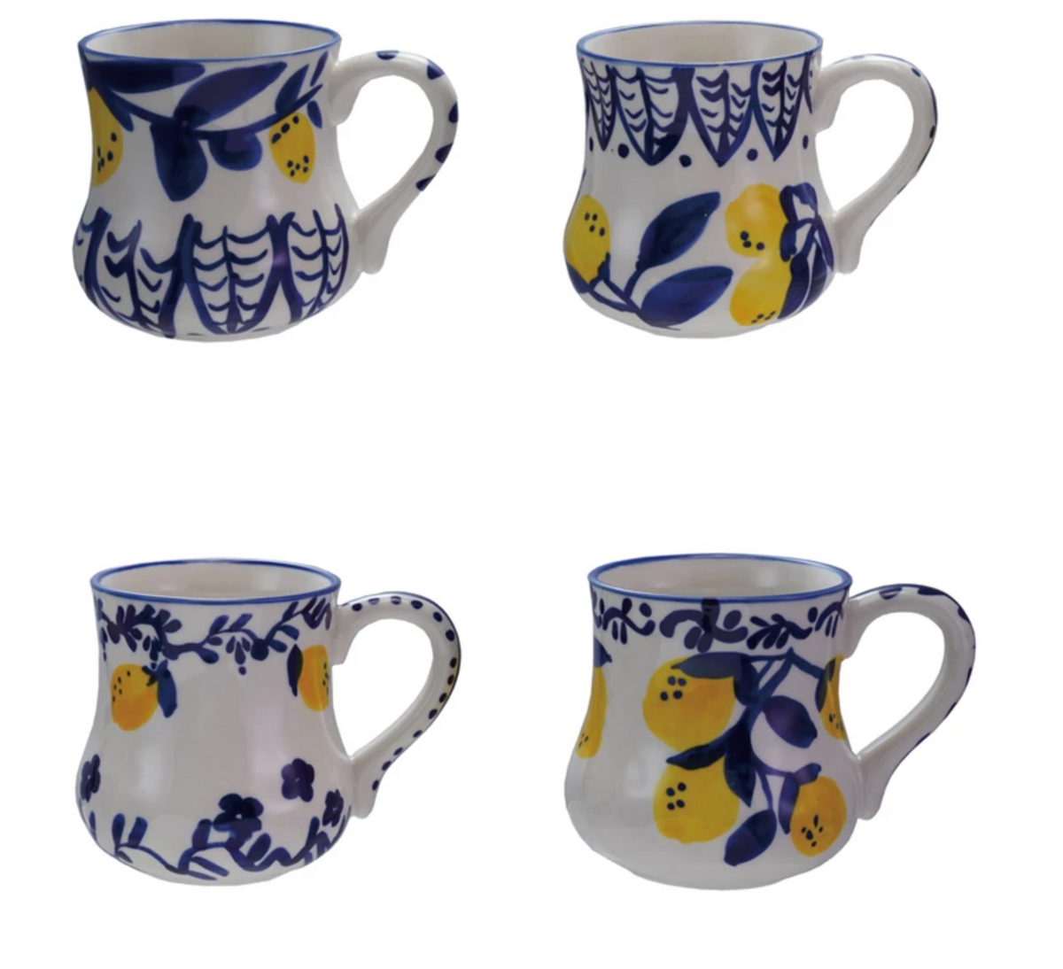 Stoneware Mug Hand-Painted w/ Lemons