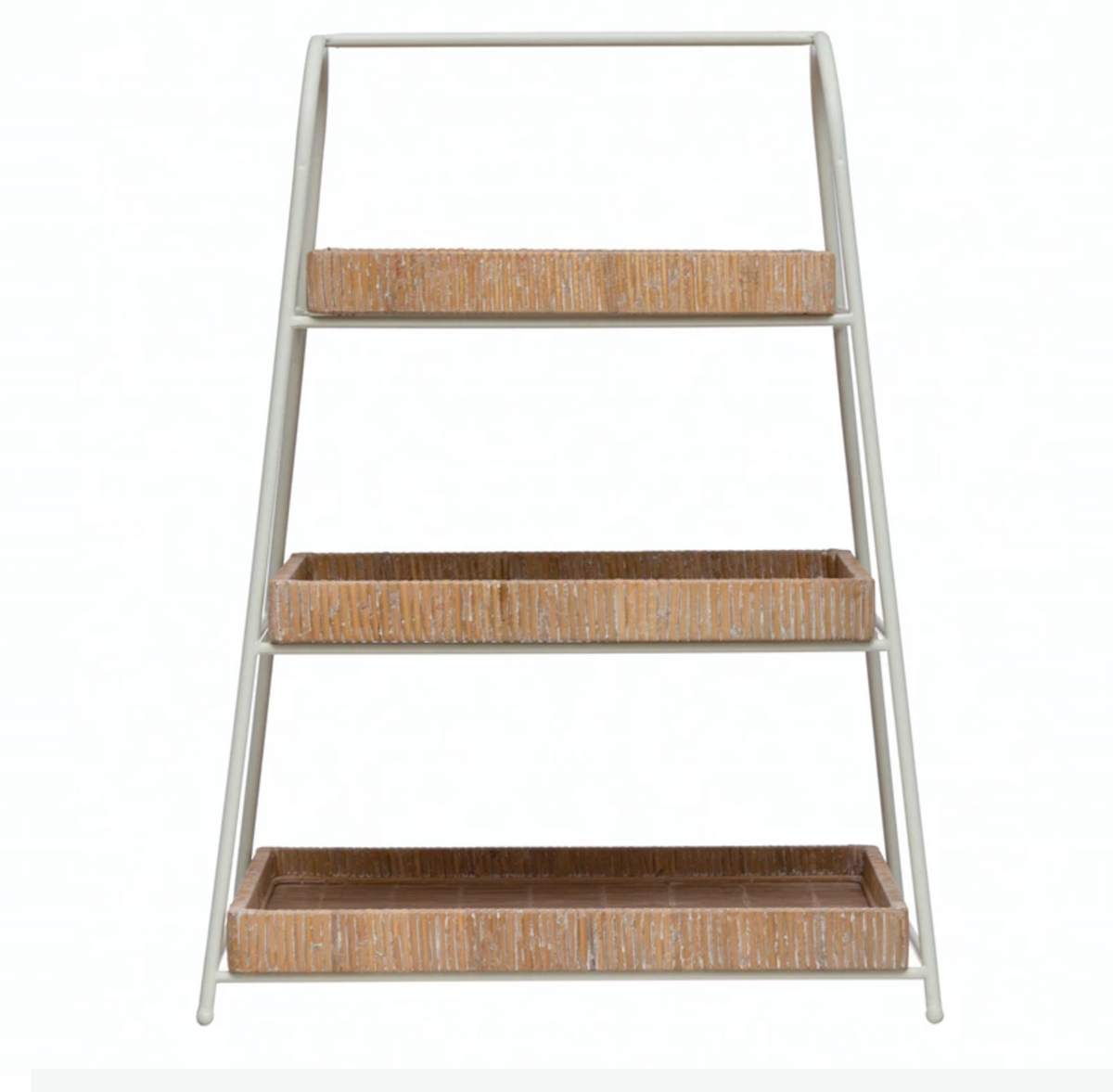Metal, Wood and Bamboo 3-Tier Tray