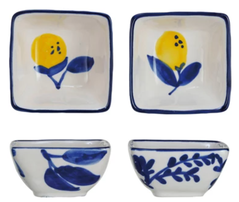 3" Square Stoneware Dish w Lemon