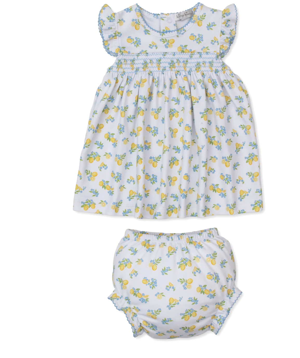 Lemon Blosssoms Smocked Dress Set 6-9 mos