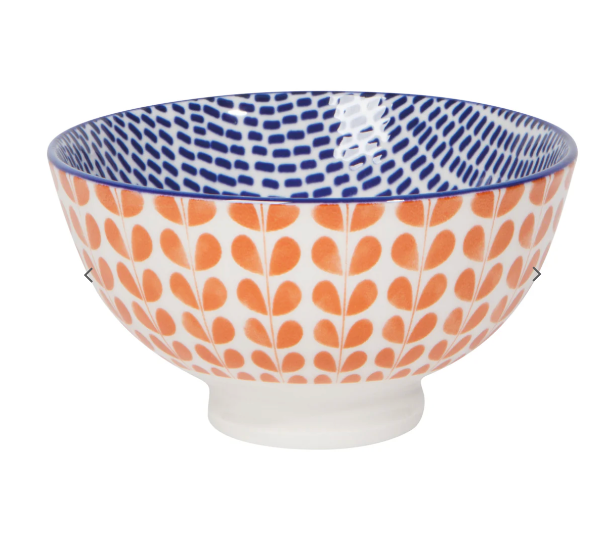 Orange Blue Blossom Stamped Bowl - 4"