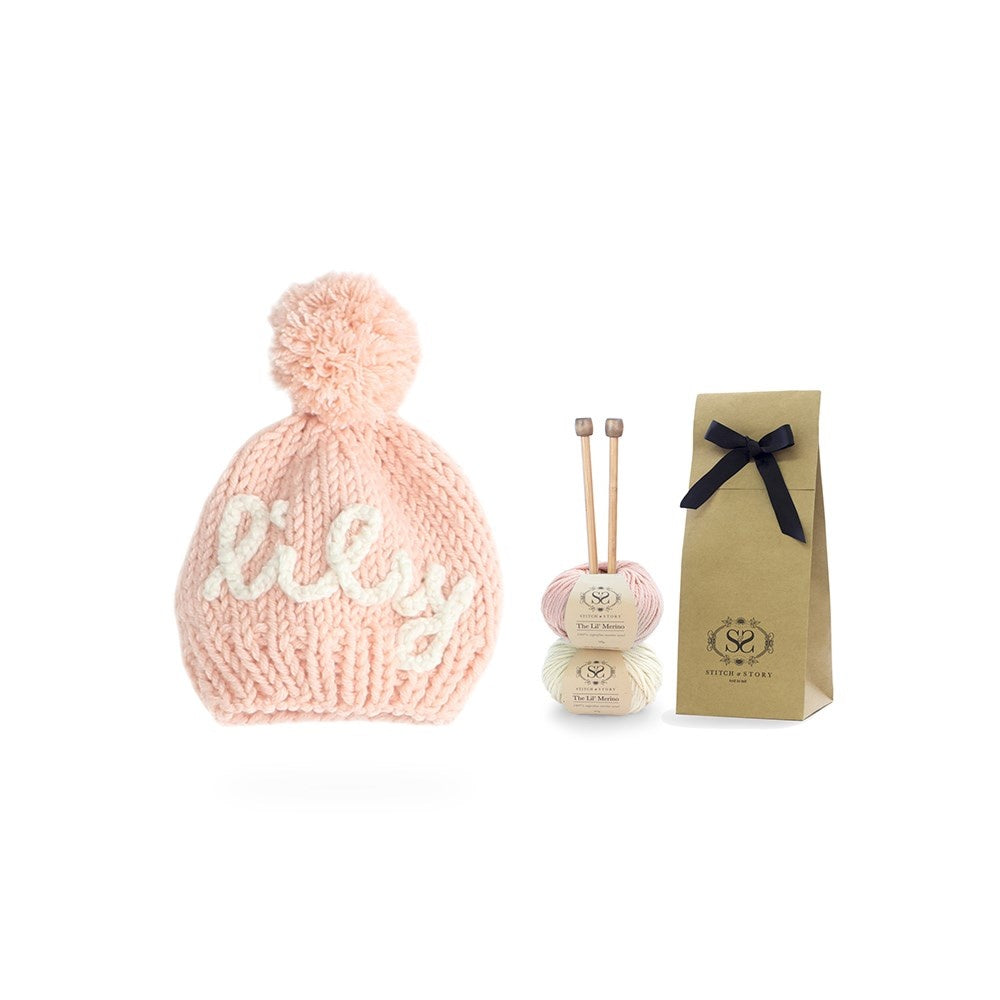 Personalized Knitt Baby Hat - Pink
