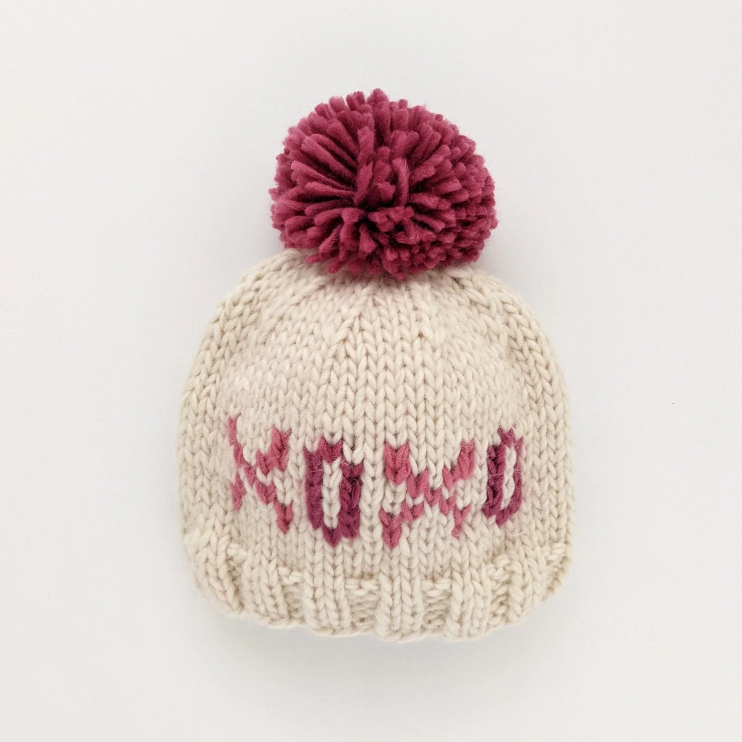 XOXO Valentine's day Hand Knit Beanie Hat Small (0-6 mos)
