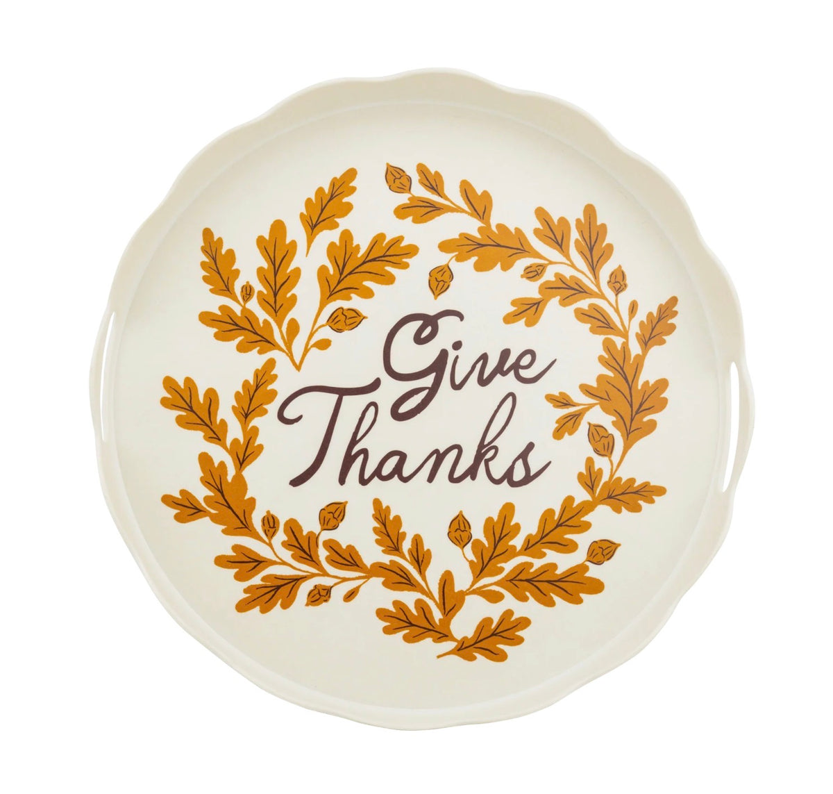 Give Thanks Round Bamboo Tray