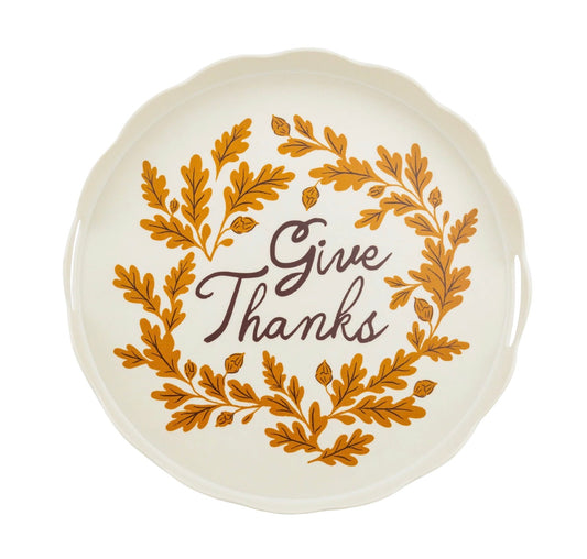Give Thanks Round Bamboo Tray