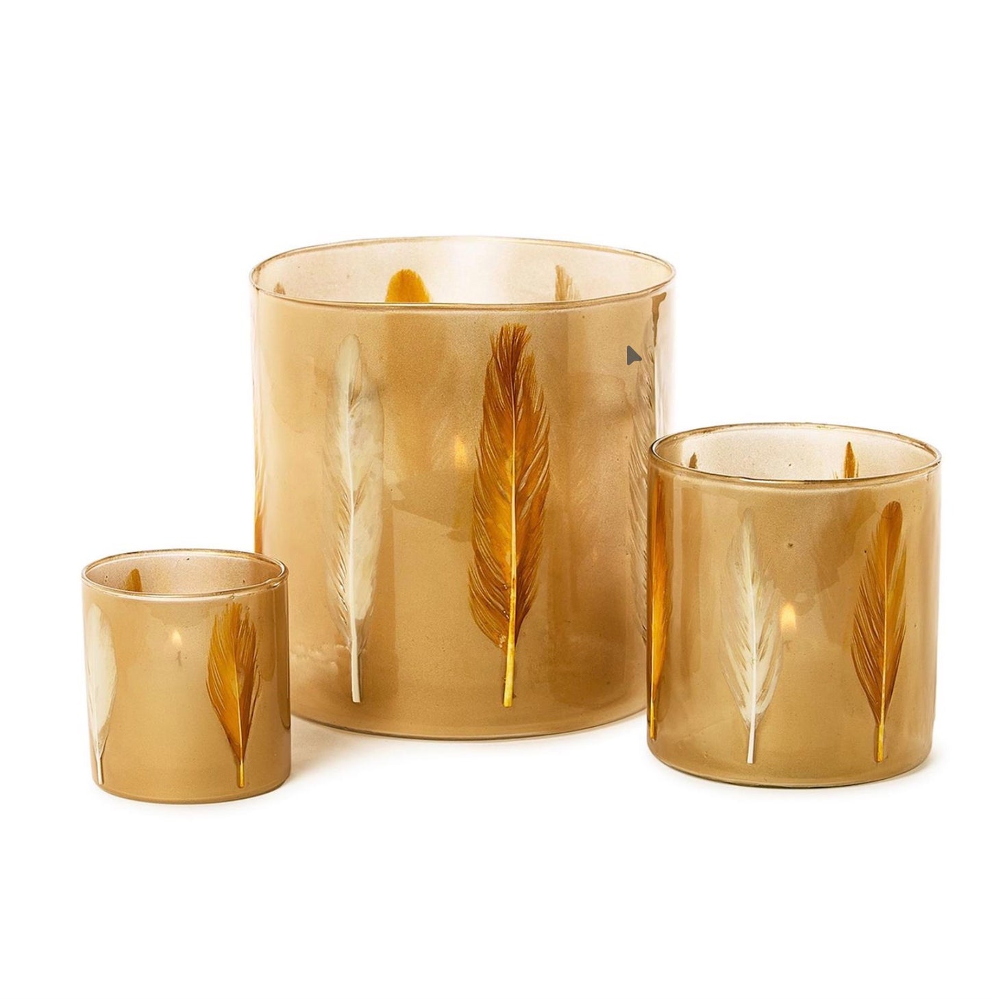 Feather Hurricane Candleholders Set of 3 Sizes