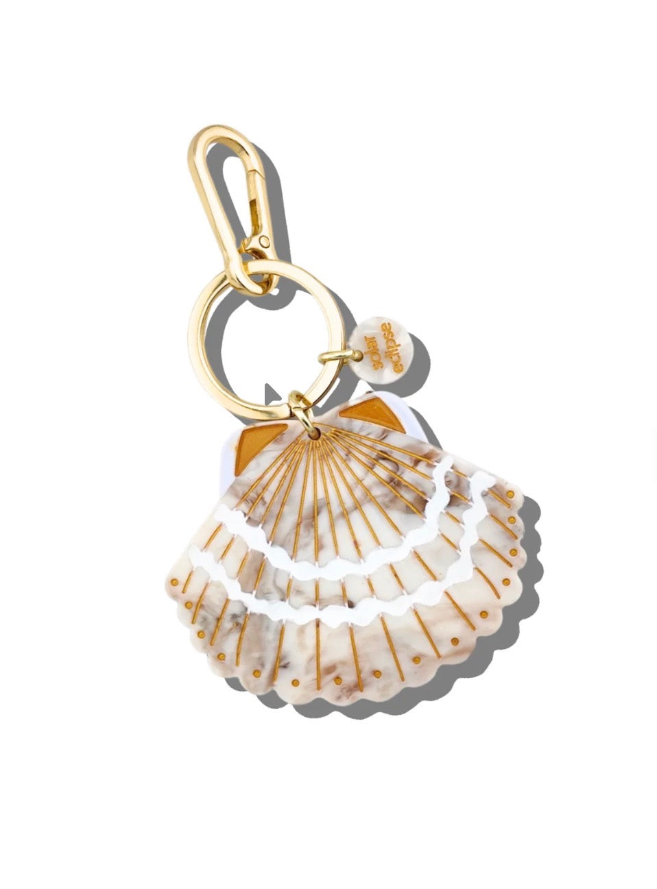 Hand-painted Seashell Bag Charm + Keychain