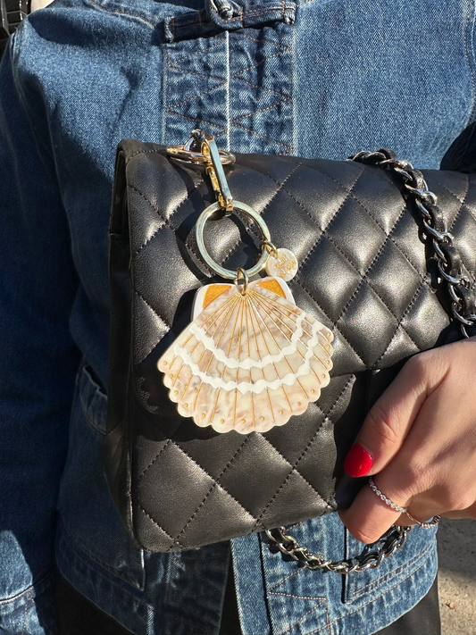 Hand-painted Seashell Bag Charm + Keychain