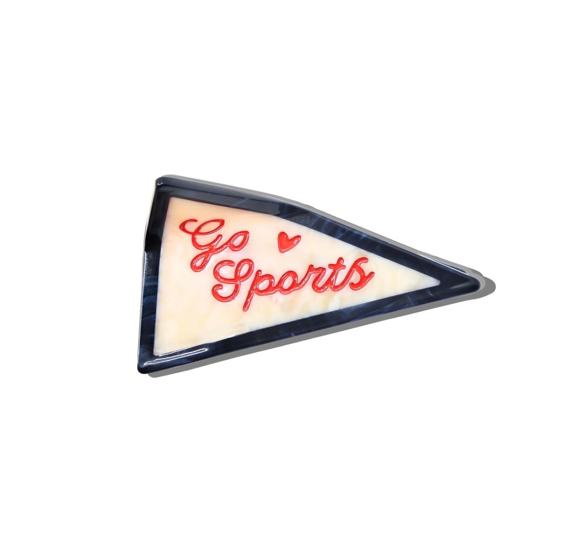 Hand-painted Go Sports Pendant Flag Claw Hair Clip