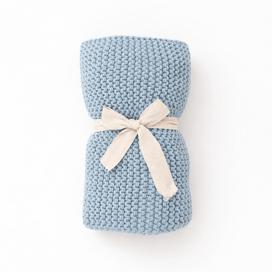 Garter Stitch Blanket - Surf Blue
