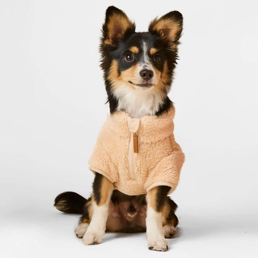 Quarter-Zip Sherpa Dog Jacket Wheat