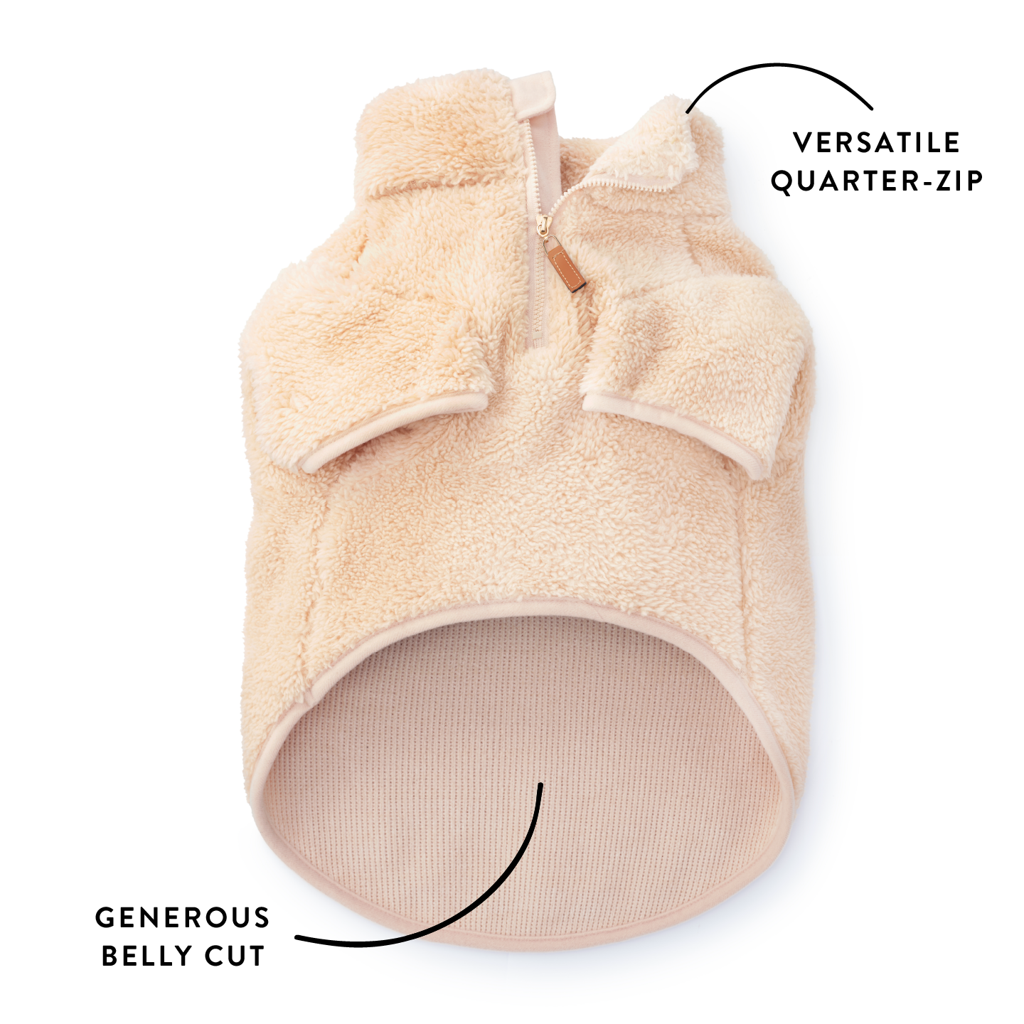 Quarter-Zip Sherpa Dog Jacket Wheat