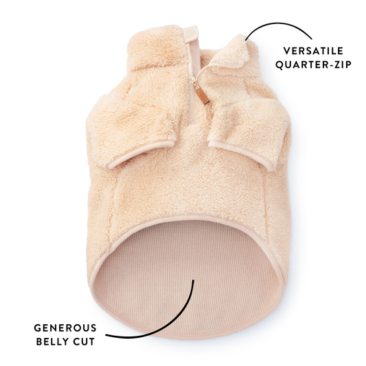 Quarter-Zip Sherpa Dog Jacket Wheat