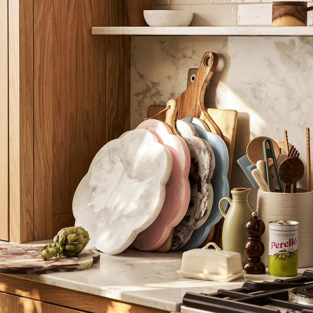 Scallop Resin Chopping Board White