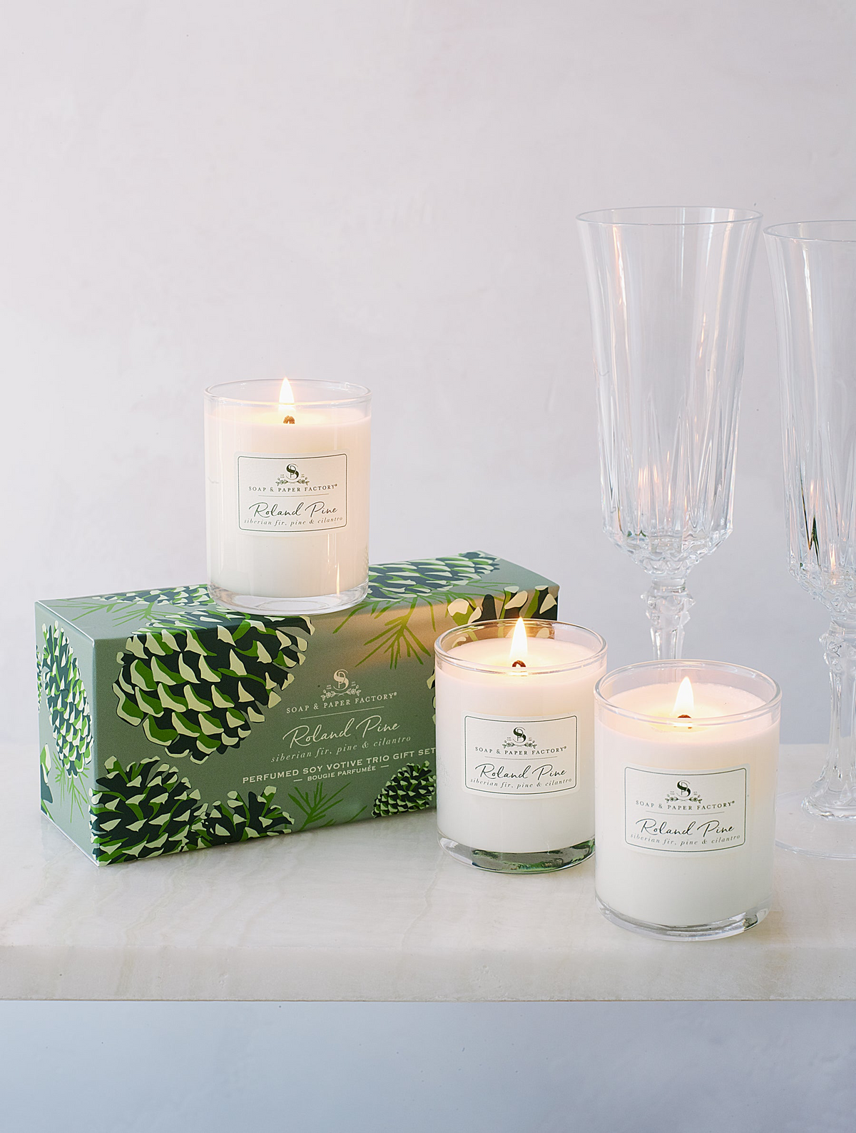 Roland Pine Votive Glass Soy Candle Gift Set