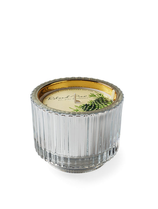 Roland Pine Single Wick Ribbed Glass Candle