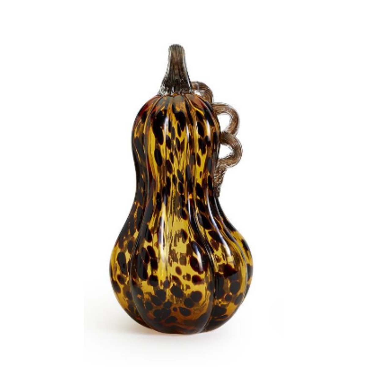 Hand-Blown Glass Amber Pumpkin Gourd
