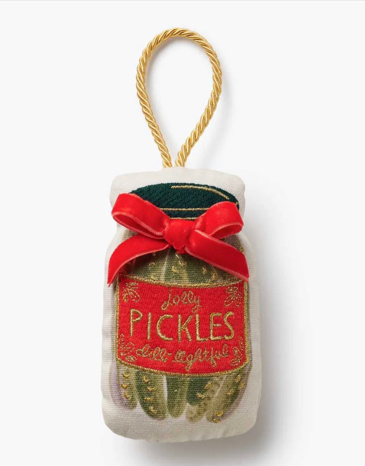 Pickle Jar Embroidered Ornament