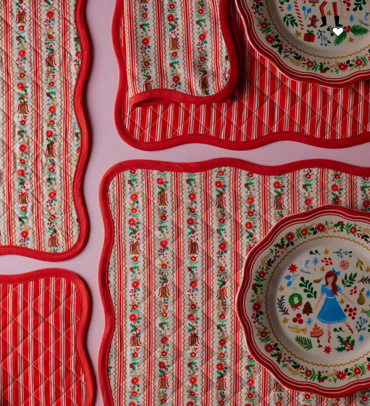 Holly Jolly Quilted Cotton Placemats, Set of 4