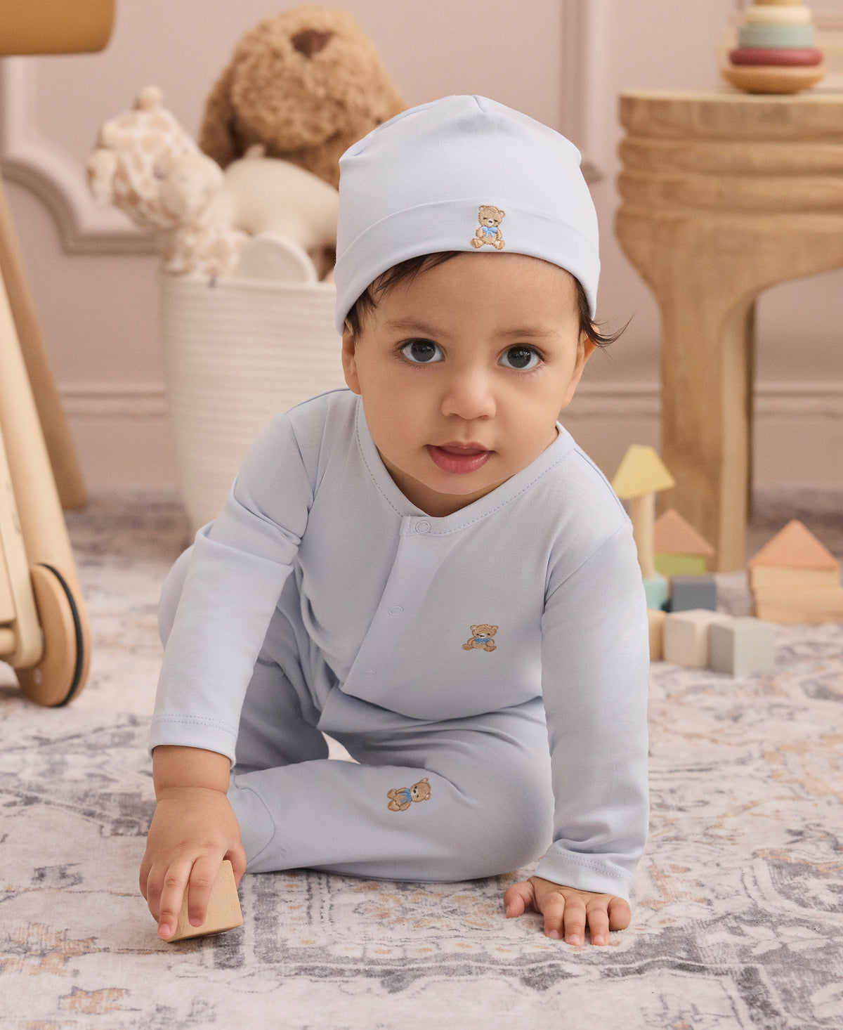 Teddy Bear Club Blue Zip Footie 3-6M