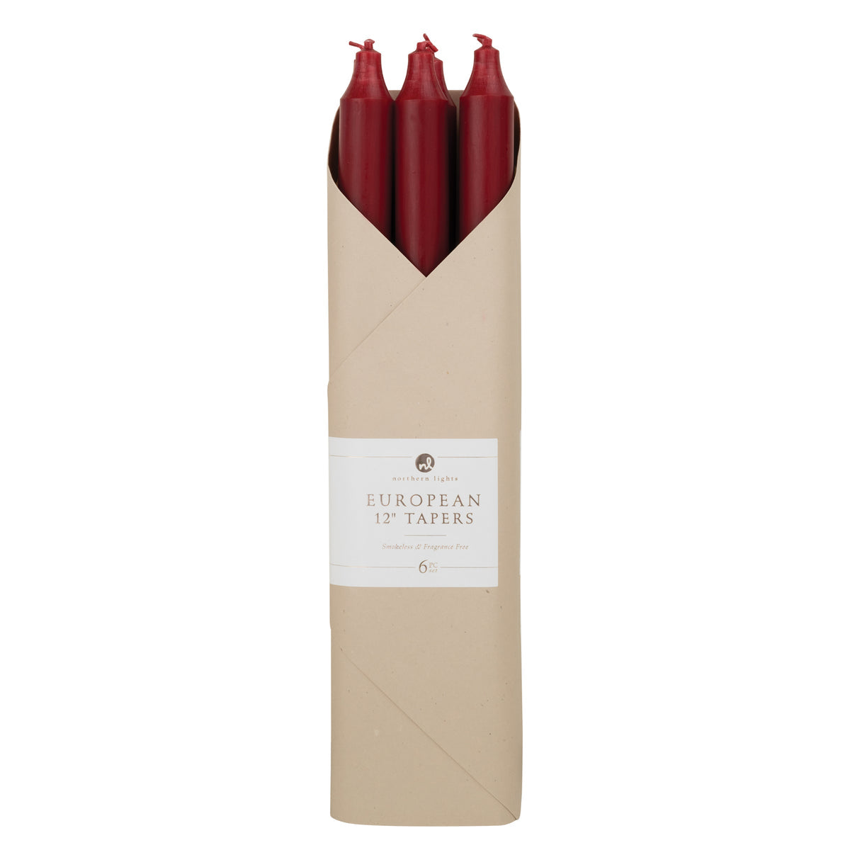12" Taper Candles-6pk Gift Pack Crimson