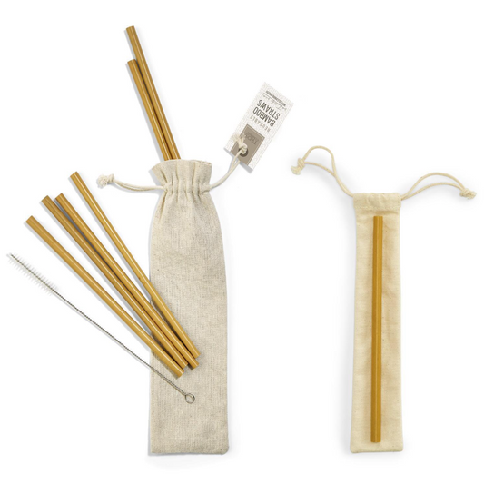 BAMBOO DRINKING STRAWS - SET OF 6