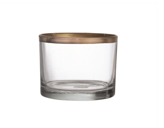 Glass Gold Rim Vase/ Bowl 3.5" Clear