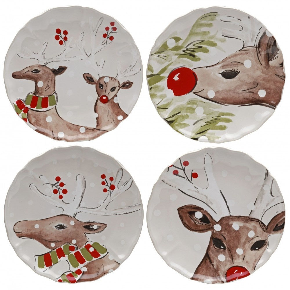 Deer Friends Dessert Plate Set of 4
