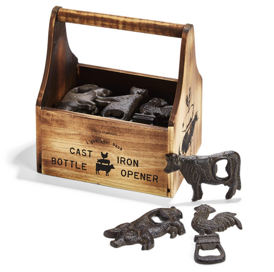 Cast Iron Bottle Opener in Wooden Display