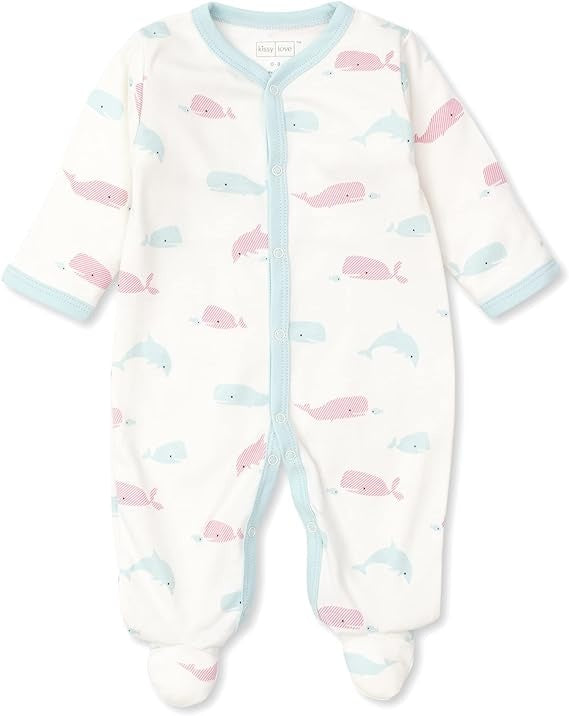 Whales Footie PRT - Turquoise - 3-6M