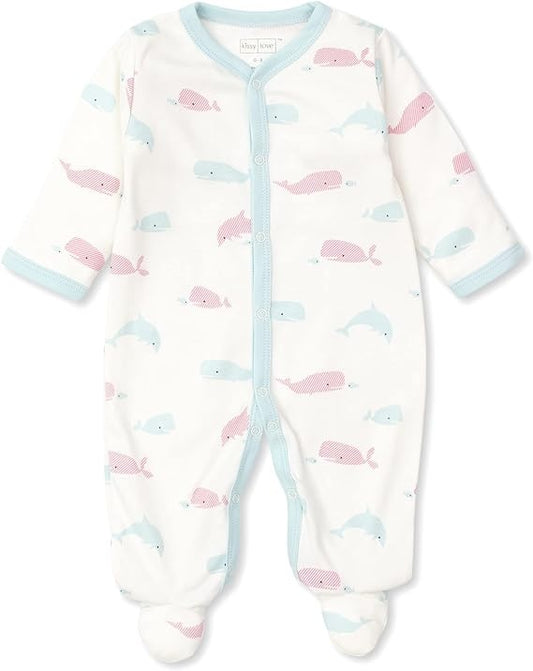 Whales Footie PRT - Turquoise - 3-6M