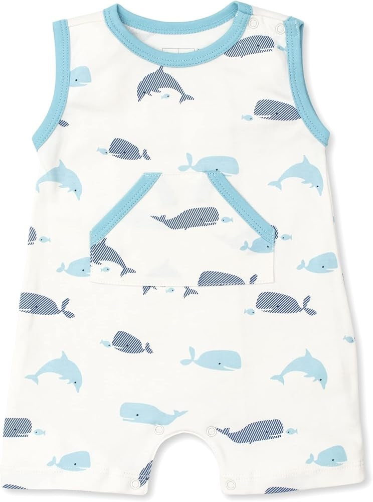 Whales Sleeveless Playsuit Blue