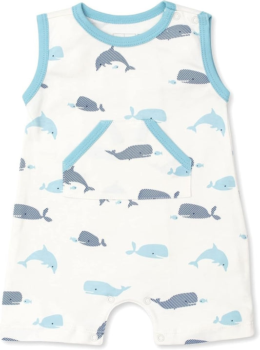 Whales Sleeveless Playsuit Blue