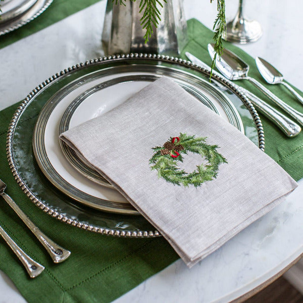 Juniper Wreath Tri-Fold Napkin