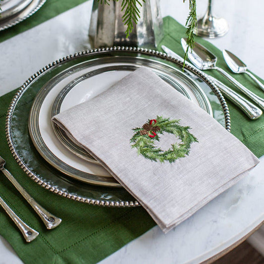Juniper Wreath Tri-Fold Napkin
