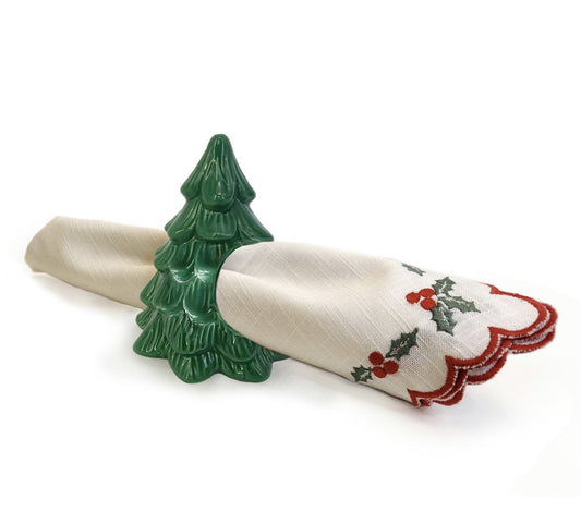 Joy and Merriment Vintage Christmas Tree Napkin Ring