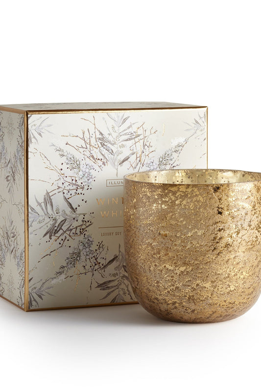 Winter White Luxe Sanded Mercury Glass Candle